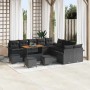 Conjunto de sofá de jardín 14 pcs Negro ratán sintético