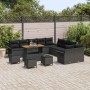 Conjunto de sofá de jardín 14 pcs Negro ratán sintético