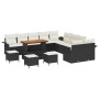 Conjunto de sofá de jardín 14 pcs Negro ratán sintético