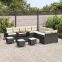 Conjunto de sofá de jardín 14 pcs Negro ratán sintético