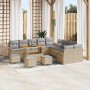 Conjunto de sofá de jardín 14 pcs Beige ratán sintético