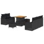 Conjunto de sofá de jardín 8 pcs Negro ratán sintético