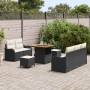 Conjunto de sofá de jardín 8 pcs Negro ratán sintético