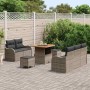 Conjunto de sofá de jardín 8 pcs Gris ratán sintético