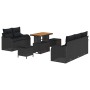Conjunto de sofá de jardín 8 pcs Negro ratán sintético