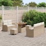 Conjunto de sofá de jardín 8 pcs Beige ratán sintético
