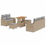 Conjunto de sofá de jardín 8 pcs Beige ratán sintético