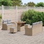 Conjunto de sofá de jardín 8 pcs Beige ratán sintético