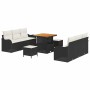 Conjunto de sofá de jardín 9 pcs Negro ratán sintético