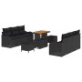 Conjunto de sofá de jardín 9 pcs Negro ratán sintético