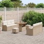 Conjunto de sofá de jardín 9 pcs Beige ratán sintético