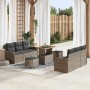 Conjunto de sofá de jardín 9 pcs Gris ratán sintético
