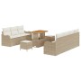 Conjunto de sofá de jardín 10 pcs Beige ratán sintético