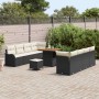 Conjunto de sofá de jardín 11 pcs Negro ratán sintético