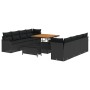 Conjunto de sofá de jardín 11 pcs Negro ratán sintético