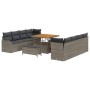 Conjunto de sofá de jardín 11 pcs Gris ratán sintético