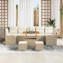 Conjunto de sofá de jardín 10 pcs Beige ratán sintético