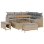 Conjunto de sofá de jardín 8 pcs Beige ratán sintético