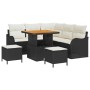 Conjunto de sofá de jardín 8 pcs Negro ratán sintético