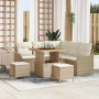Conjunto de sofá de jardín 8 pcs Beige ratán sintético