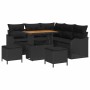 Conjunto de sofá de jardín 8 pcs Negro ratán sintético
