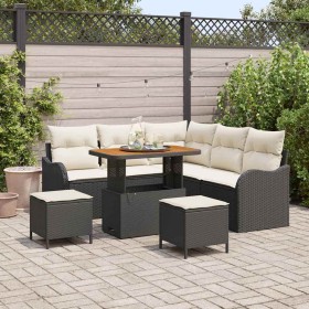Conjunto de sofá de jardín 8 pcs Negro ratán sintético