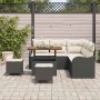 Conjunto de sofá de jardín 8 pcs Negro ratán sintético