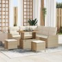 Conjunto de sofá de jardín 8 pcs Beige ratán sintético
