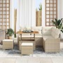 Conjunto de sofá de jardín 8 pcs Beige ratán sintético