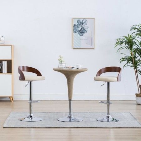 Küchenhocker 2 Stück Kunstleder gebogenes Holz creme von vidaXL, Küchenhocker - Ref: Foro24-283145, Preis: 269,85 €, Rabatt: %