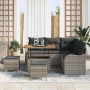Conjunto de sofá de jardín 8 pcs Gris ratán sintético
