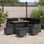 Conjunto de sofá de jardín 9 pcs Negro ratán sintético