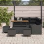 Conjunto de sofá de jardín 9 pcs Negro ratán sintético