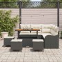 Conjunto de sofá de jardín 9 pcs Negro ratán sintético