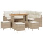 Conjunto de sofá de jardín 9 pcs Beige ratán sintético