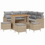 Conjunto de sofá de jardín 9 pcs Beige ratán sintético