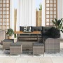 Conjunto de sofá de jardín 9 pcs Gris ratán sintético