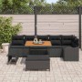 Conjunto de sofá de jardín 9 pcs Negro ratán sintético