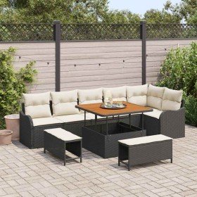 Conjunto de sofá de jardín 9 pcs Negro ratán sintético Conjunto de sofá de jardín 9 pcs Negro ratán sintético