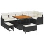 Conjunto de sofá de jardín 9 pcs Negro ratán sintético