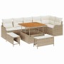 Conjunto de sofá de jardín 9 pcs Beige ratán sintético