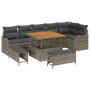 Conjunto de sofá de jardín 9 pcs Gris ratán sintético