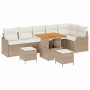 Conjunto de sofá de jardín 9 pcs Beige ratán sintético