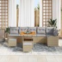 Conjunto de sofá de jardín 9 pcs Beige ratán sintético