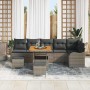 Conjunto de sofá de jardín 9 pcs Gris ratán sintético