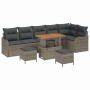 Conjunto de sofá de jardín 9 pcs Gris ratán sintético