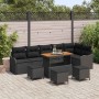 Conjunto de sofá de jardín 10 pcs Negro ratán sintético