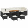 Conjunto de sofá de jardín 10 pcs Negro ratán sintético