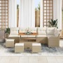 Conjunto de sofá de jardín 10 pcs Beige ratán sintético