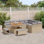 Conjunto de sofá de jardín 12 pcs Beige ratán sintético